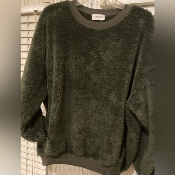 Ladies Size Large Cherish Pullover Green Thick Sweater With Pockets - Picture 9 of 16